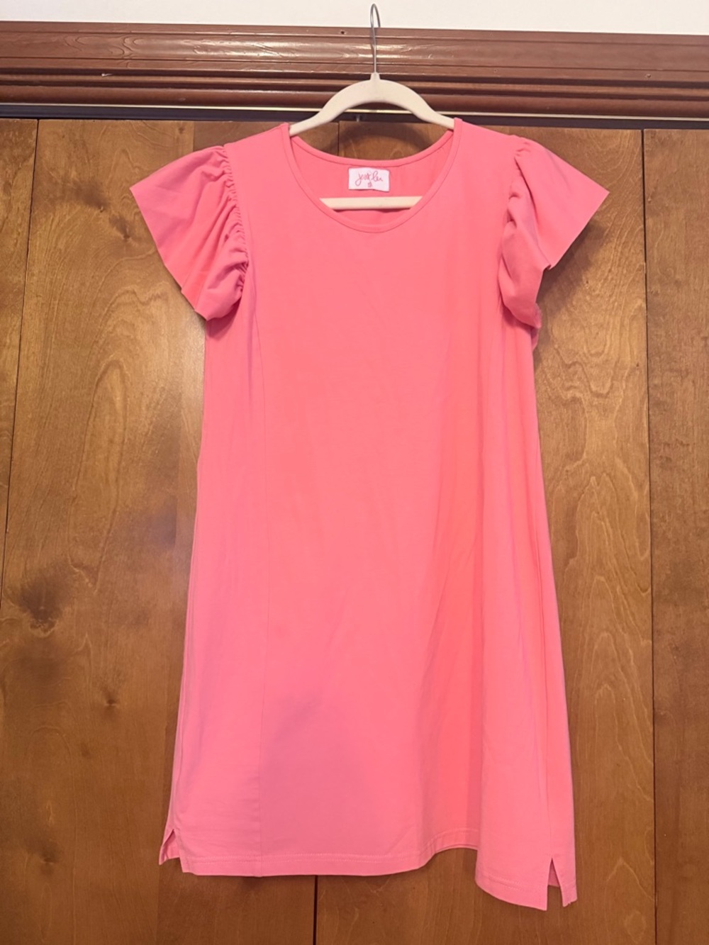 Pink Flutter-Sleeve Casual Dress size s